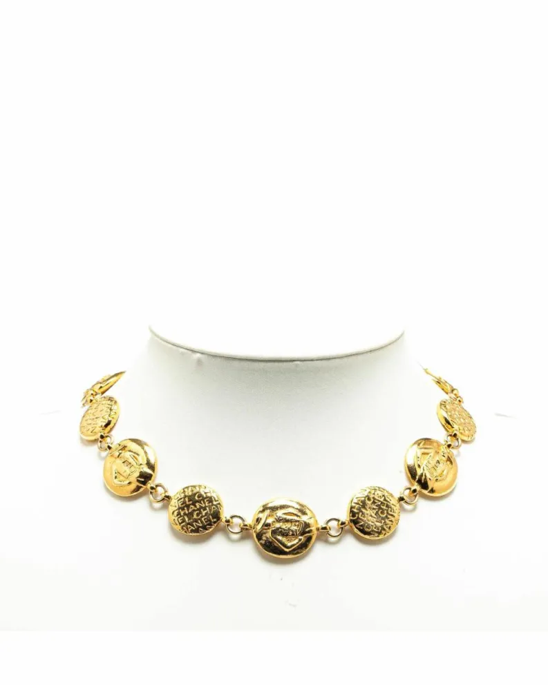 Necklaces*Chanel Preloved Vintage CC Coin Necklace Gold