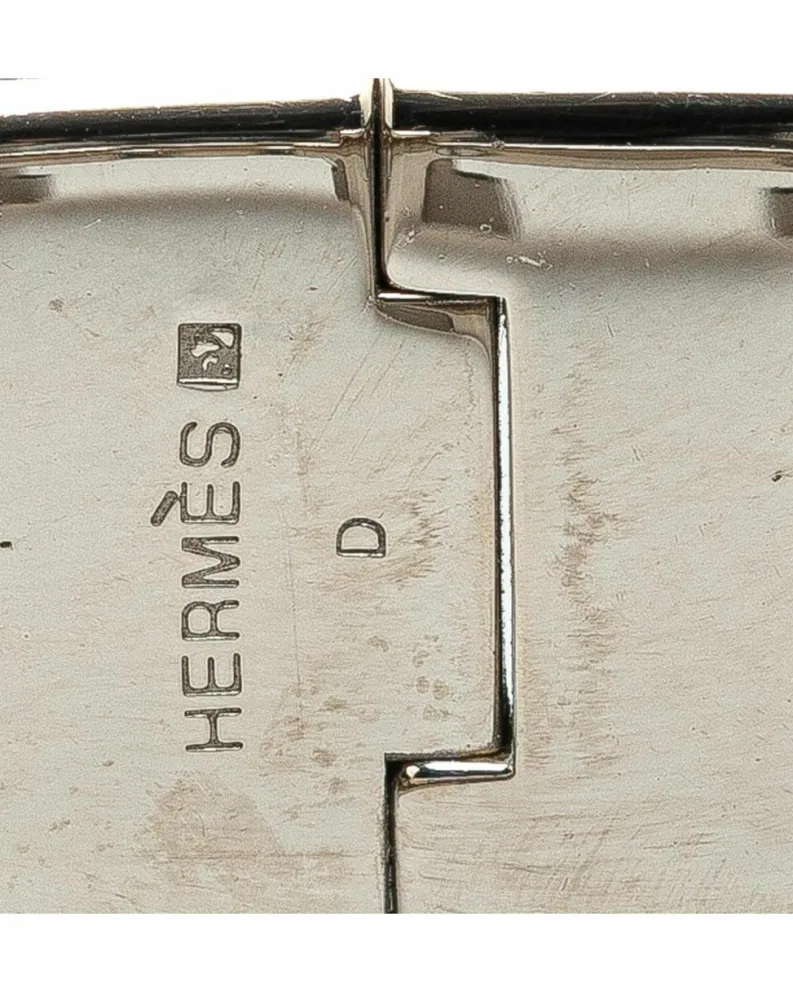 Bracelets*Hermes Preloved Wide Enamel Clic Clac H Bracelet with Palladium Metal Body Silver