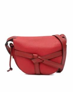 Cross-Body Bags*LOEWE Preloved Woven Leather Small Gate Crossbody Bag with Adjustable Strap Red