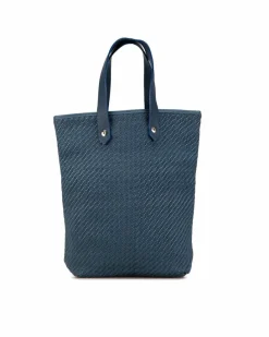 Tote Bags*Hermes Preloved Woven Leather Tote with Flat Handles Blue