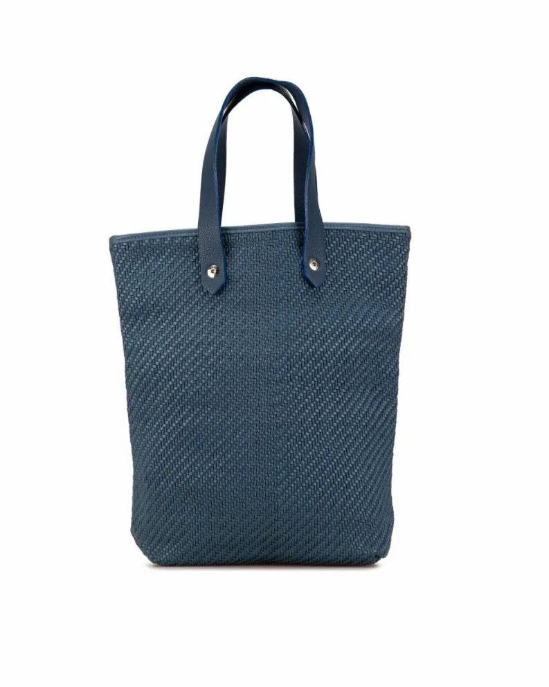 Tote Bags*Hermes Preloved Woven Leather Tote with Flat Handles Blue