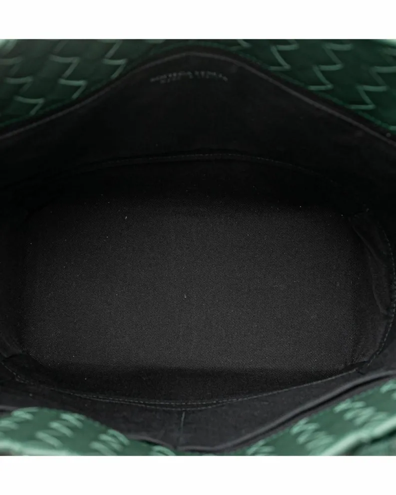 Tote Bags*Bottega Veneta Preloved Woven Leather Tote with Rolled Handles and Zip Pockets Green