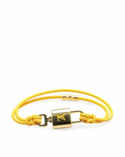 Bracelets*Louis Vuitton Preloved Leather Padlock Bracelet Luxury Padlock Bracelet in Yellow
