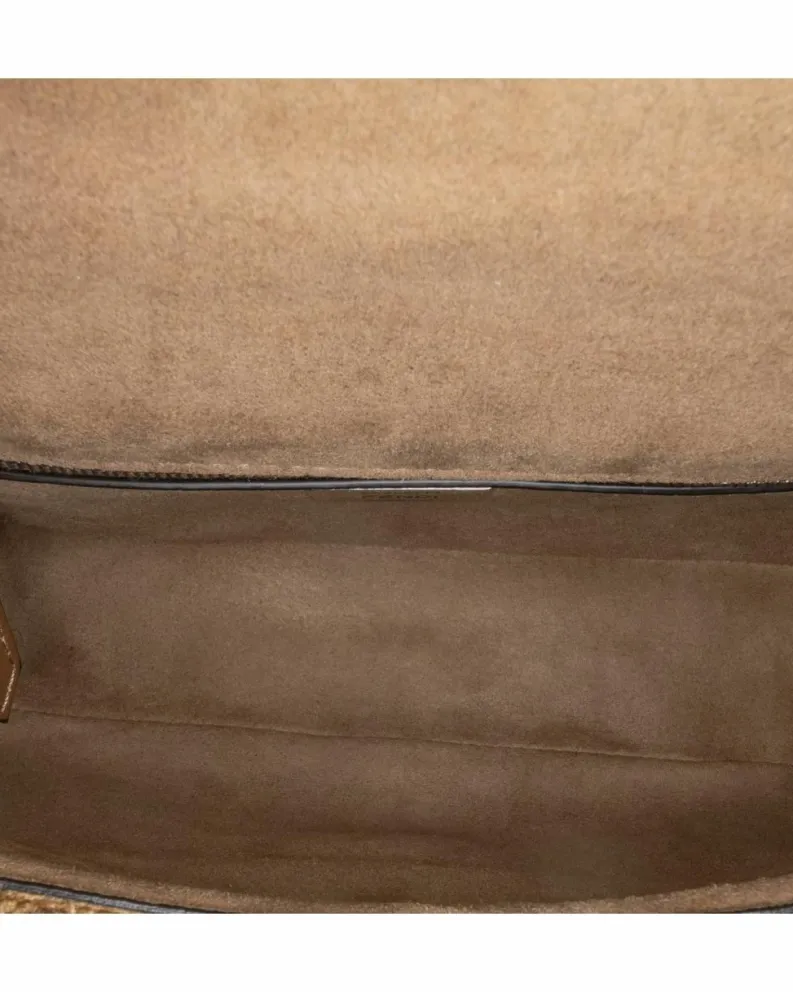 Shoulder Bags*Fendi Preloved Zucca Wool Chain Link Shoulder Bag with Interior Zip Pocket Brown