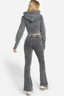 Up To 80% Off Winter Warmers|Athleisure*boohoo Premium Acid Wash Heavyweight Rib Hoodie And Flare Tracksuit charcoal