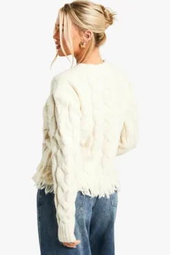 Cardigans|Jumpers & Cardigans*boohoo Premium Cable Knit Fringe Cardigan cream