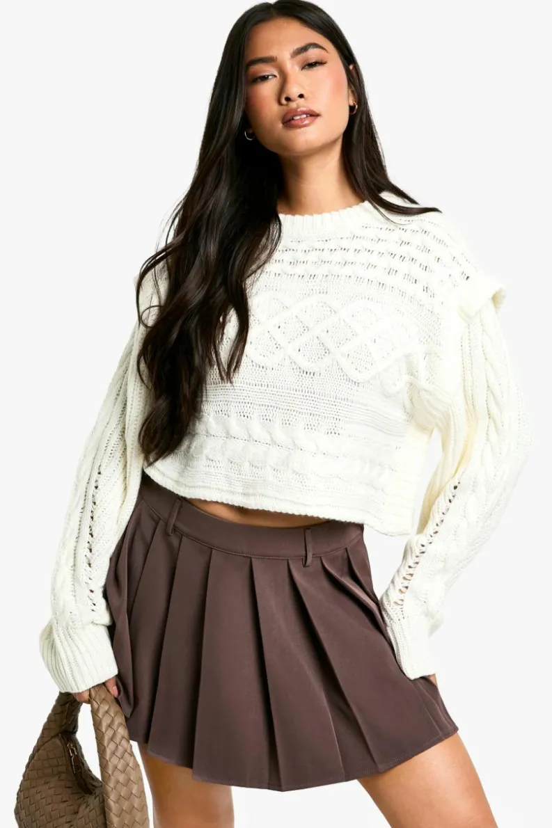 Oversized Jumpers*boohoo Premium Cable Knit Oversized Jumper cream