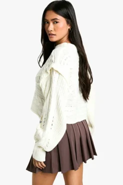 Oversized Jumpers*boohoo Premium Cable Knit Oversized Jumper cream
