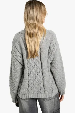 Jumpers|Jumpers & Cardigans*boohoo Premium Cable Knitted V Neck Jumper grey marl