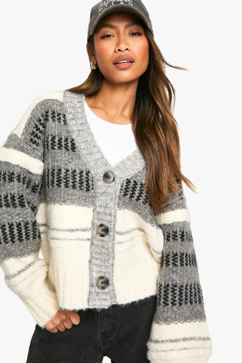 Cardigans|Jumpers & Cardigans*boohoo Premium Chunky Knitted Cardigan grey