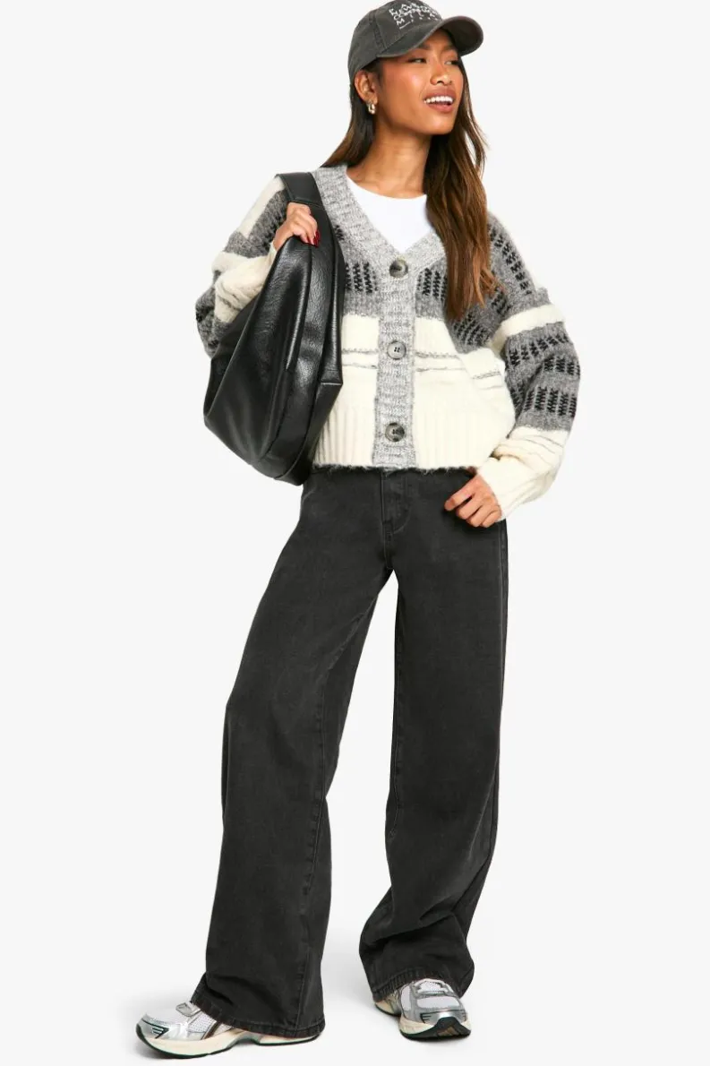 Cardigans|Jumpers & Cardigans*boohoo Premium Chunky Knitted Cardigan grey