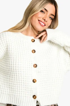 Cardigans|Jumpers & Cardigans*boohoo Premium Chunky Stitch Button Down Knitted Cardigan cream