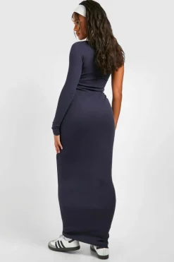Bodycon Dresses*boohoo Premium Contrast Rib One Shoulder Maxi Dress petrol