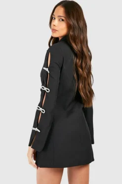Blazer Dresses*boohoo Premium Diamante Bow Detail Fitted Blazer Dress black