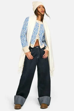 Cardigans*boohoo Premium Fairisle Knitted Cardigan blue