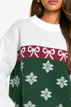 Oversized Jumpers*boohoo Premium Fairisle Oversized Knitted Christmas Jumper green