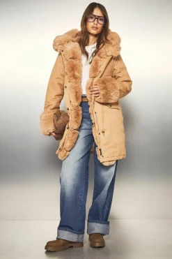 Up To 80% Off Winter Warmers|Going Out Jackets*boohoo Premium Faux Fur Trim Parka camel
