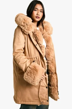 Up To 80% Off Winter Warmers|Going Out Jackets*boohoo Premium Faux Fur Trim Parka camel