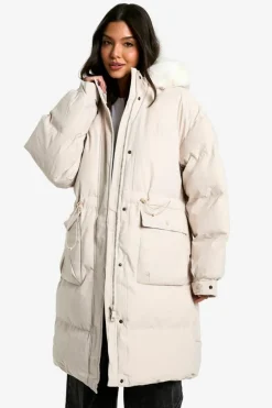 Up To 80% Off Winter Warmers|Parkas*boohoo Premium Faux Fur Trim Parka cream