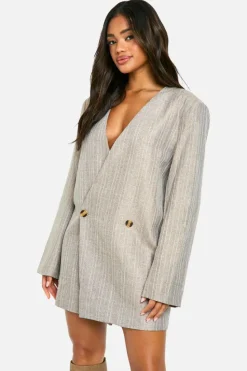 Blazer Dresses*boohoo Premium Glitter Pinstripe Oversized Blazer Dress grey