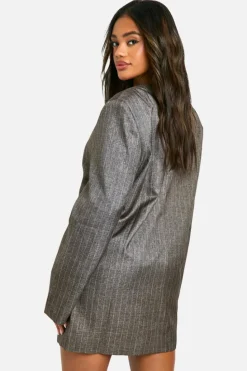 Blazer Dresses|Suits & Tailoring*boohoo Premium Heavy Pinstripe Oversized Blazer Dress brown