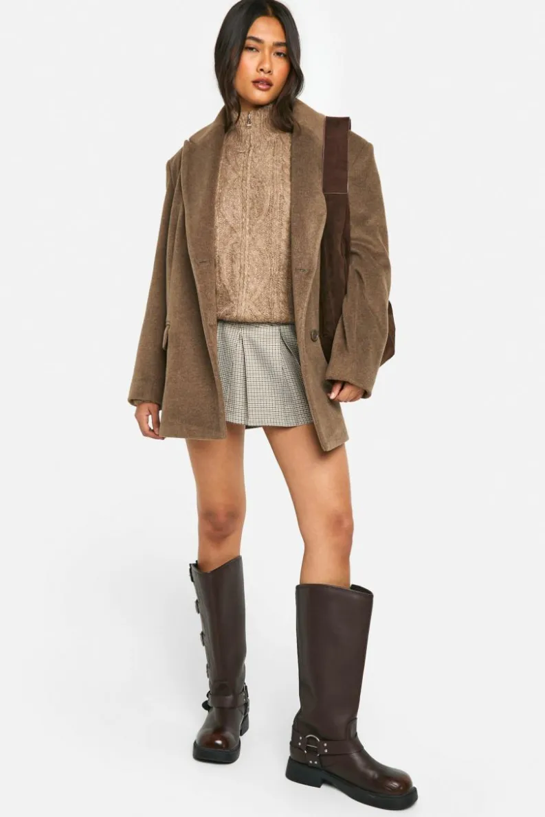Cardigans*boohoo Premium Heavy Weight Cable Knit Zip Jacket mocha