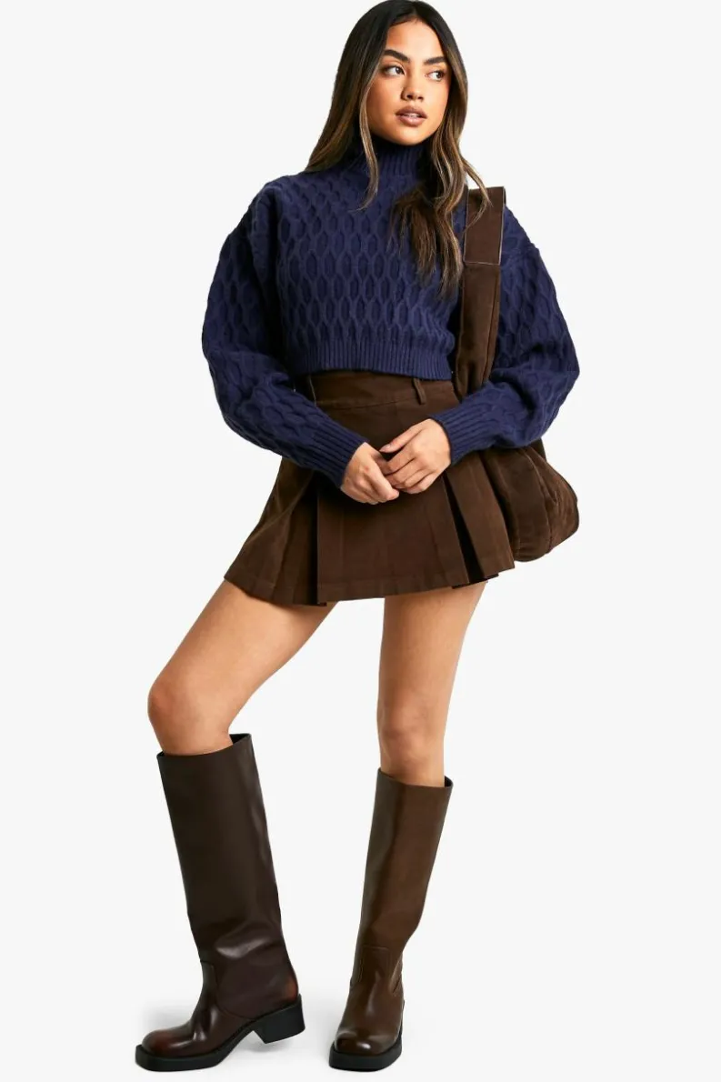 Jumpers|Jumpers & Cardigans*boohoo Premium Knit High Neck Open Back Jumper navy