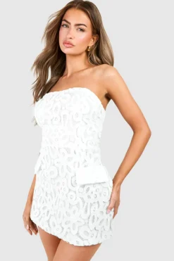 Bodycon Dresses|Mini Dresses*boohoo Premium Lace Bandeau Mini Dress ivory