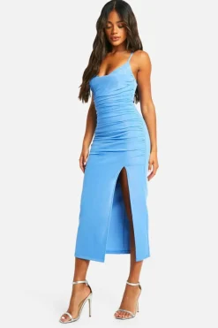 Maxi Dresses*boohoo Premium Lace Ruched Bandage Midaxi Dress blue