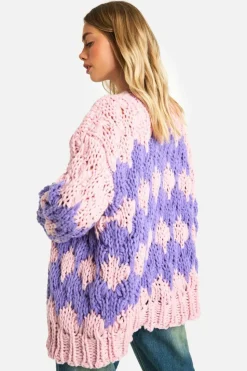 Cardigans*boohoo Premium Oversized Chunky Knit Cardigan pink