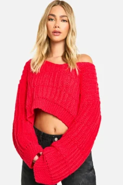 Oversized Jumpers|Jumpers*boohoo Premium Oversized Chunky Knitted Jumper red