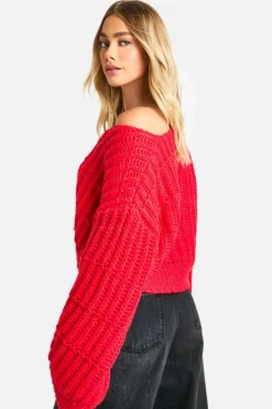 Oversized Jumpers|Jumpers*boohoo Premium Oversized Chunky Knitted Jumper red