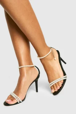 Heels*boohoo Premium Pearl Strap Stiletto Heels black