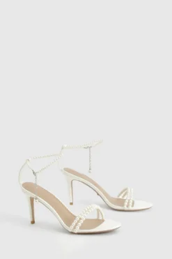 Heels*boohoo Premium Pearl Strap Stiletto Heels white