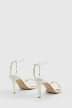 Heels*boohoo Premium Pearl Strap Stiletto Heels white
