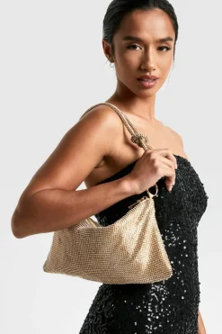 Shoulder Bags|Handbags*boohoo Premium Slouchy Diamante Shoulder Bag gold
