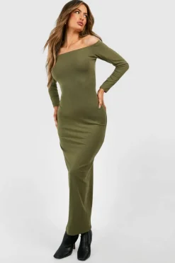 Bodycon Dresses*boohoo Premium Super Soft Bardot Bodycon Maxi Dress khaki