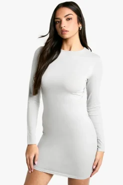 Bodycon Dresses*boohoo Premium Super Soft Long Sleeve Bodycon Mini Dress grey marl