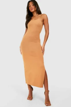 Bodycon Dresses*boohoo Premium Super Soft Racer Low Scoop Midaxi Dress caramel