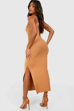 Bodycon Dresses*boohoo Premium Super Soft Racer Low Scoop Midaxi Dress caramel
