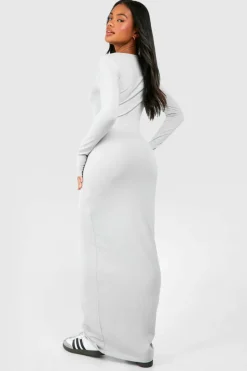 Bodycon Dresses*boohoo Premium Super Soft Square Neck Bodycon Maxi Dress grey marl