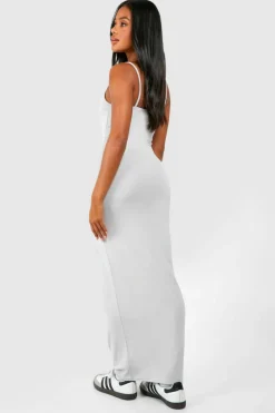 Bodycon Dresses*boohoo Premium Super Soft Strappy Bodycon Maxi Dress grey marl