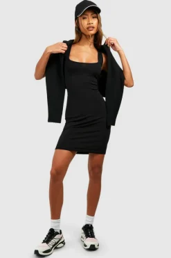 Bodycon Dresses*boohoo Premium Super Soft Wide Strap Mini Dress black