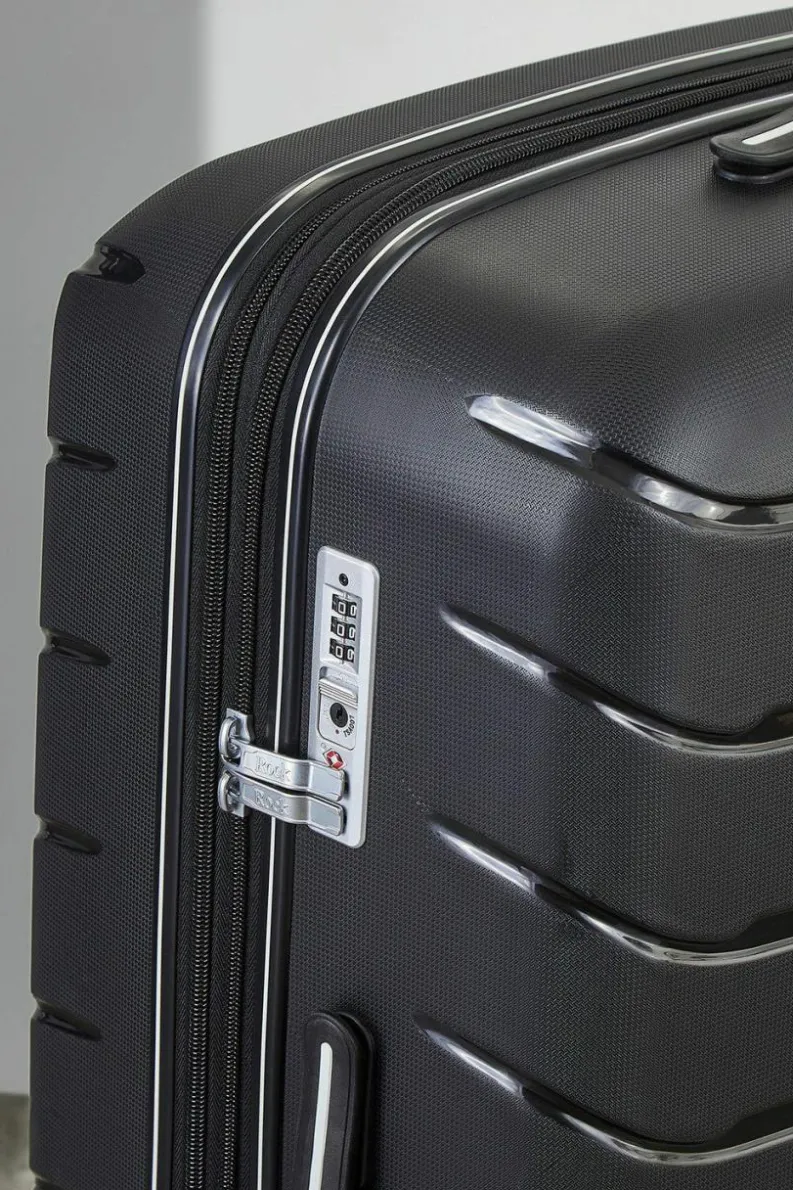 Handbags*Rock Prime 8 Wheel Hardshell Expandable Suitcase Small Black