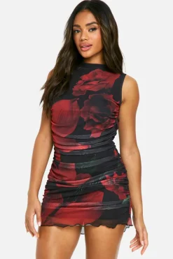 Bodycon Dresses|Mini Dresses*boohoo Printed Ruched Mini Dress black