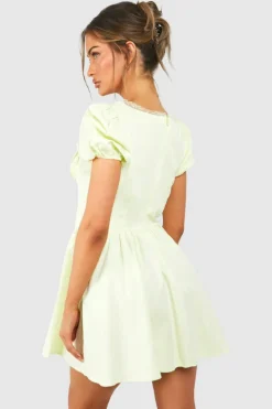 Skater Dresses*boohoo Puff Sleeve Milkmaid Mini Dress lemon