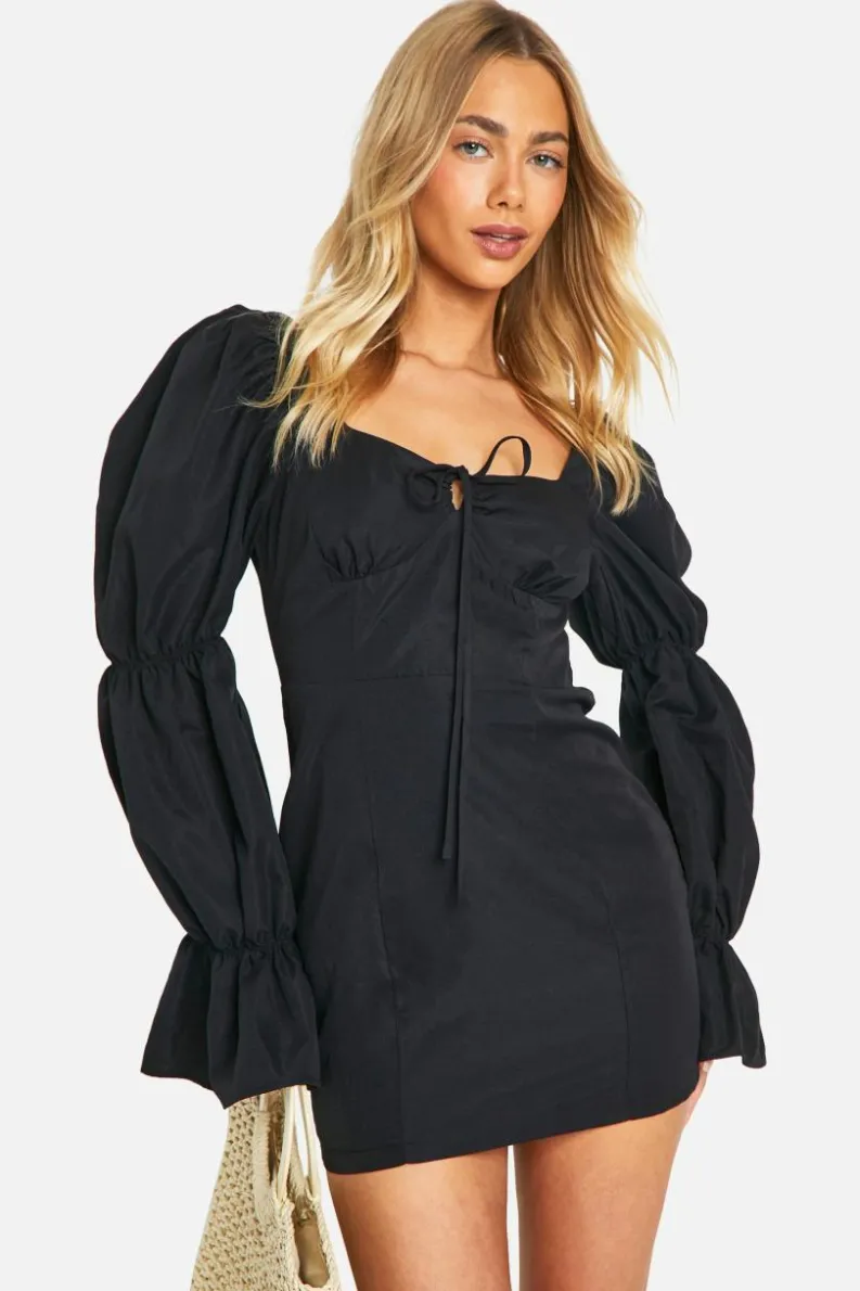 Smock Dresses*boohoo Puff Sleeve Mini Dress black