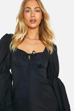 Smock Dresses*boohoo Puff Sleeve Mini Dress black