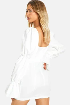 Smock Dresses*boohoo Puff Sleeve Mini Dress white
