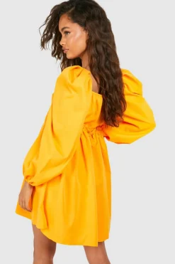 Smock Dresses*boohoo Puff Sleeve Plunge Smock Dress orange
